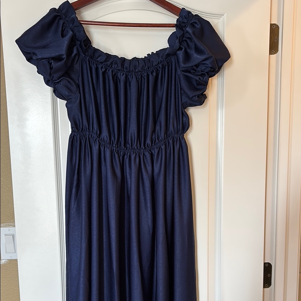 NWOT Navy Blue Off-Shoulder Dress L/XL